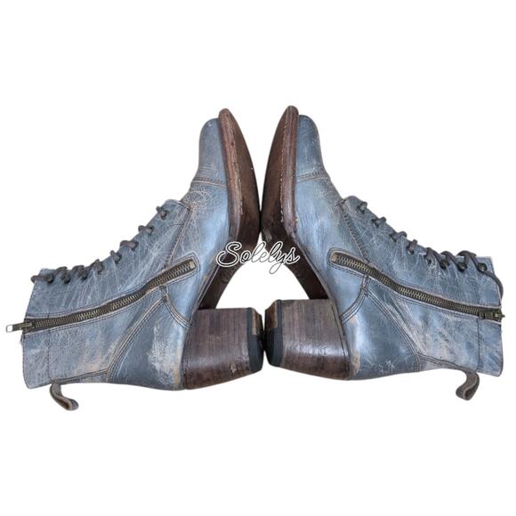 Bed Stu Judgement Distressed Leather Ankle 2" Lace Up Heeled Bootie Womens 8.5 - Picture 10 of 11